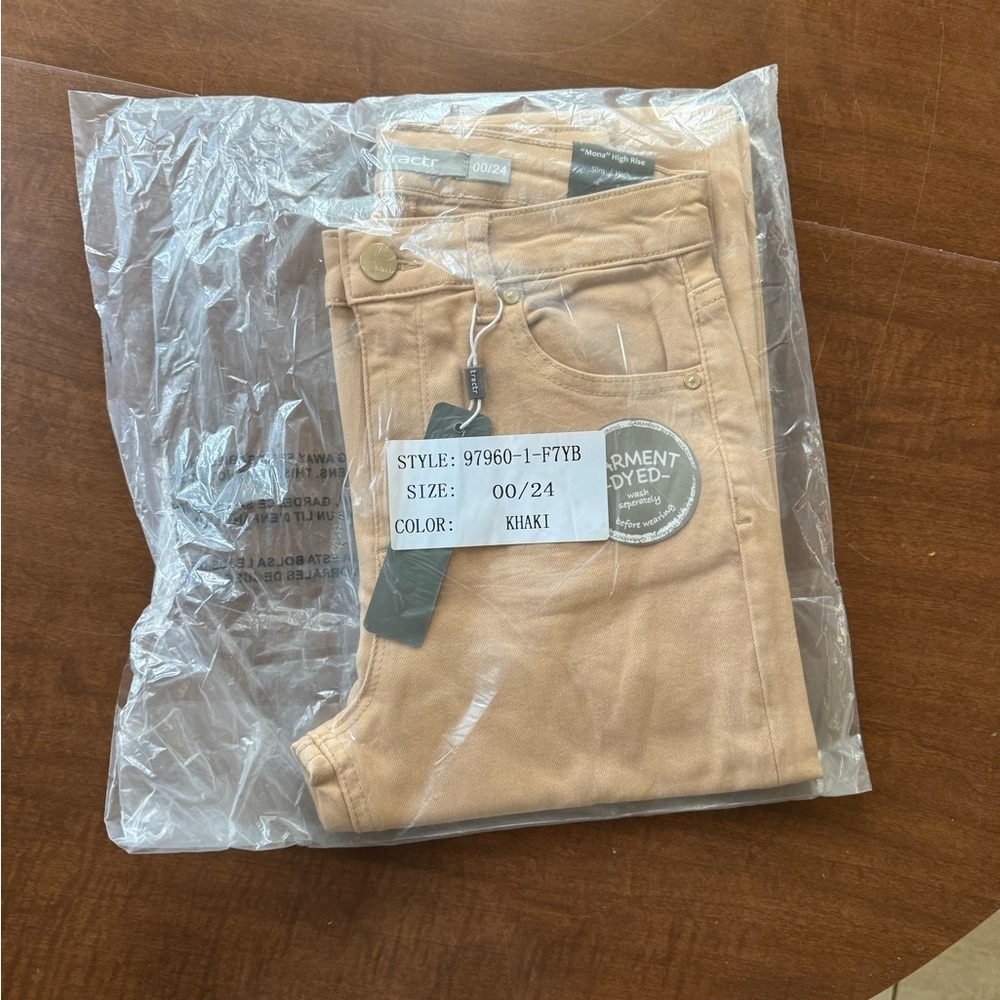Tractr Camel Tan Khaki Mona High Rise Slim Ankle Fray Jeans 00/24 - Picture 5 of 5